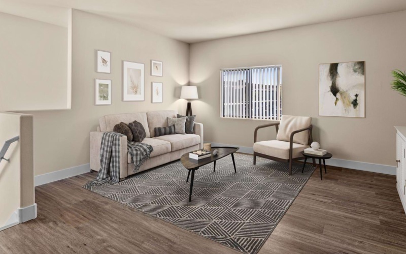 living area that includes ample seating spaces and bright lighting